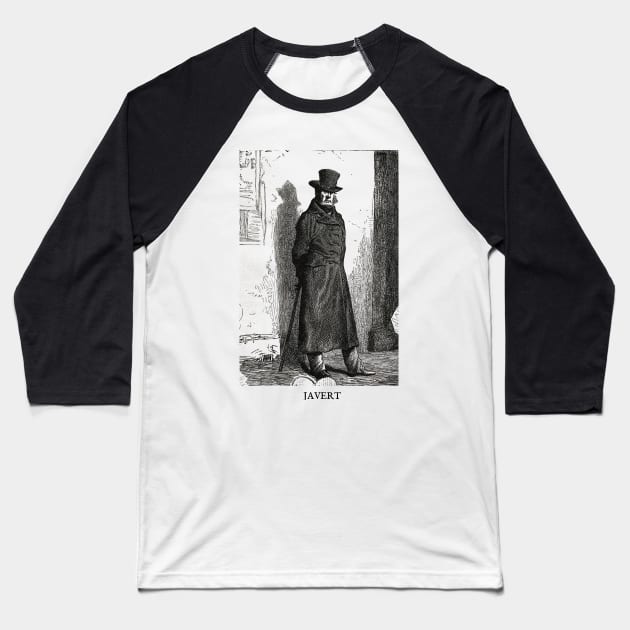 Les Miserables Victor Hugo Javert Baseball T-Shirt by buythebook86